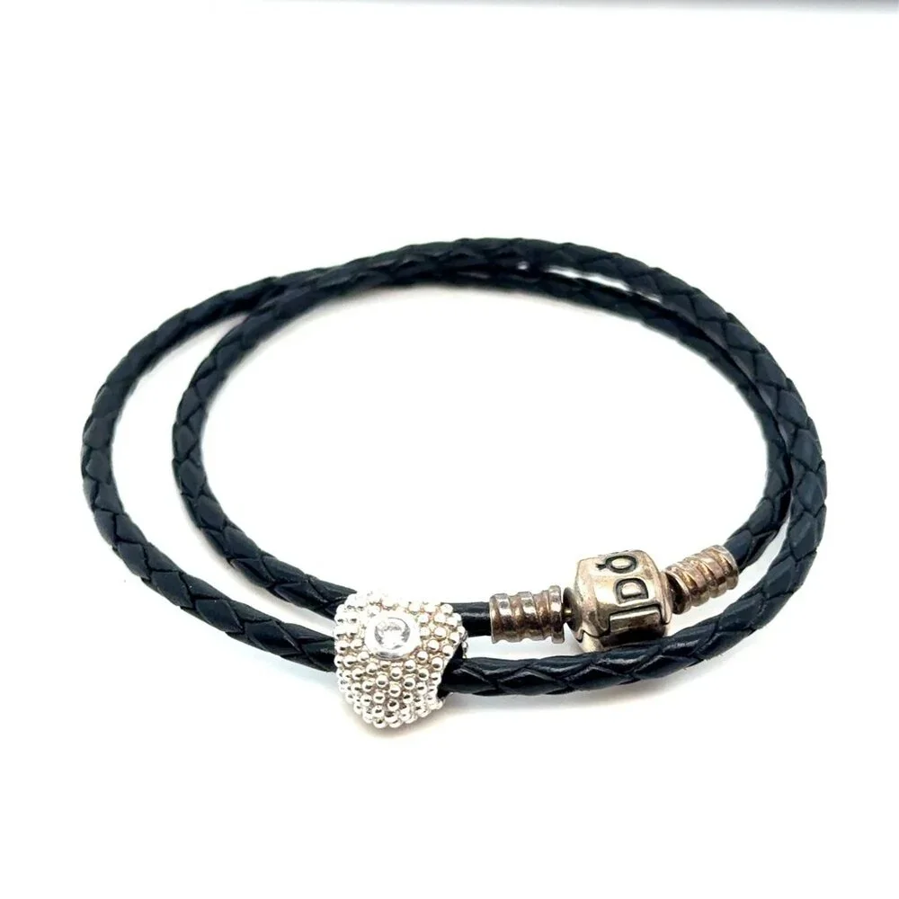 Pandora Black‎ Cord W/ Unbranded Heart Charm